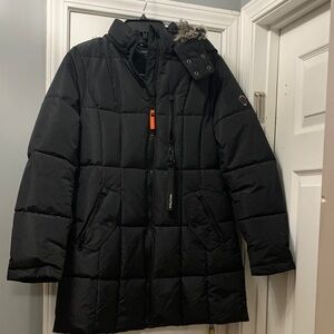 Nautica Black Puffer Jacket with Orange Detail